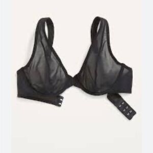 Old Navy Black Mesh Unlined Underwire Plunge Bra 2LM14.5